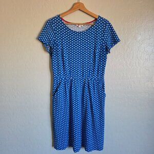 Boden Daisy Print Phoebe Cotton Sheath Dress Blue Women 6R Ditsy Floral Pockets